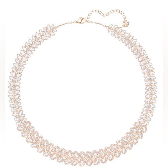 Swarovski Statement Necklace Diamonds with Gold Chain and Matching Earrings Set - Picture 4 of 16